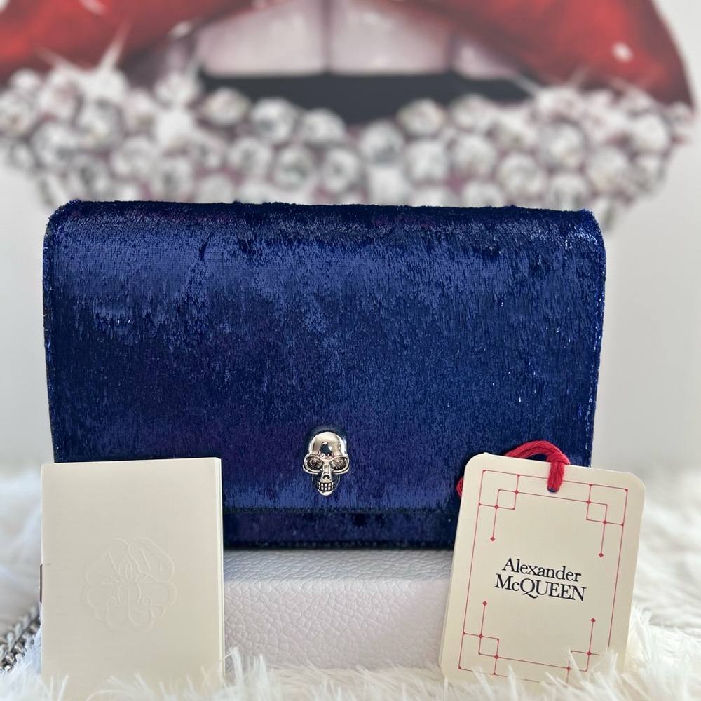 Alexander McQueen Small Skull Shoulder Bag Tinsel Blue/Violet